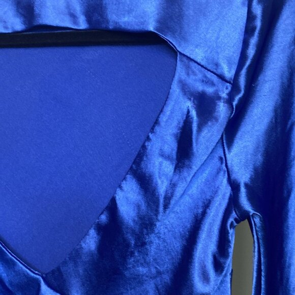 Topshop cobalt satin ruffle back party dress - Picture 7 of 10